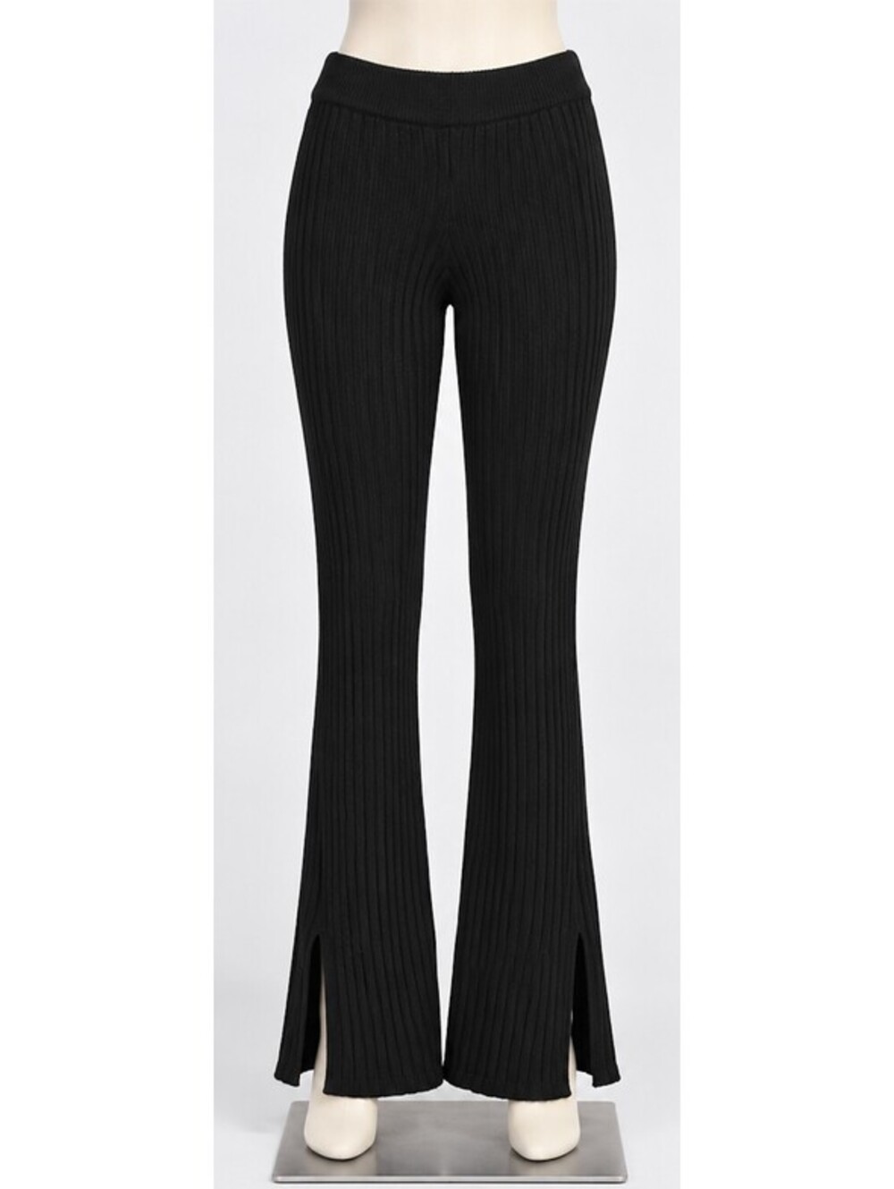 GAP Womens Black Ribbed Knit Flare Pants Size M Split Hem
